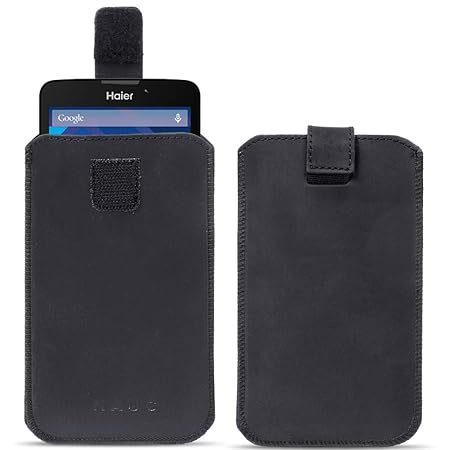 na-commerce Leder Tasche Haier Phone L53 Schwarz Pull Tab Sleeve Hülle Schutzhülle Cover Bag