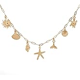 Pasonly Gold Seashell Necklace, Stainless Steel Shell Necklace, Beach Becklace for Women Ocean Summer Beach Vacation, Type A