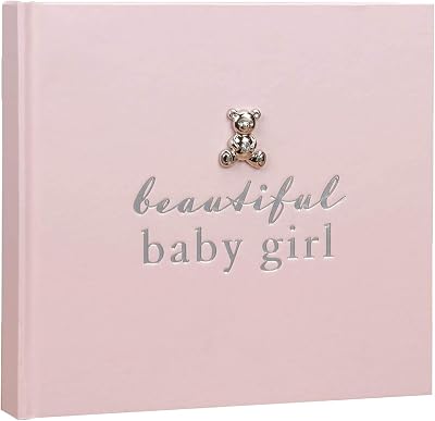 Widdop and Co New Baby 50 6x4 Photo Album Silver Teddy Attachment