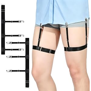 ECNHIVE Upgraded Elastic Shirt Stays for Men & Women, Adjustable Non-slip Locking Clips Shirt Garters, Soft Smooth Shirts Hol