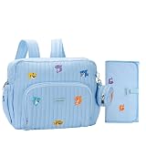GOBABYMART Diaper Bag Backpack with Changing Pad - Travel Baby Bag, Insulated Bottle Pockets, Stroller Straps (Medium - Blue Sharks)
