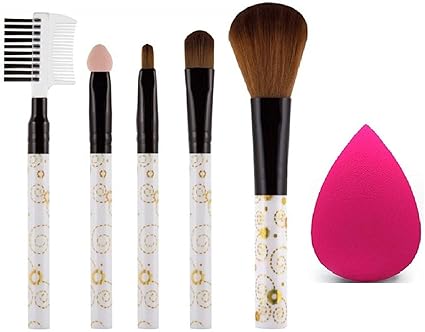 Preyansh Makeup Brush and Beauty Blender Sponge Puff (Color May Vary) -Set of 5