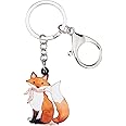 WEVENI Acrylic Cartoon Fox Keychain Charms Cute Jewelry For Women Girls Bag Wallet Car Charms