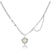 Buyongwant Irregular Heart Necklace for Women Y2k Pink Zircon Pearl Diamond Women's Fashion Pendant Hot Fashion Pink Jewelry for Women