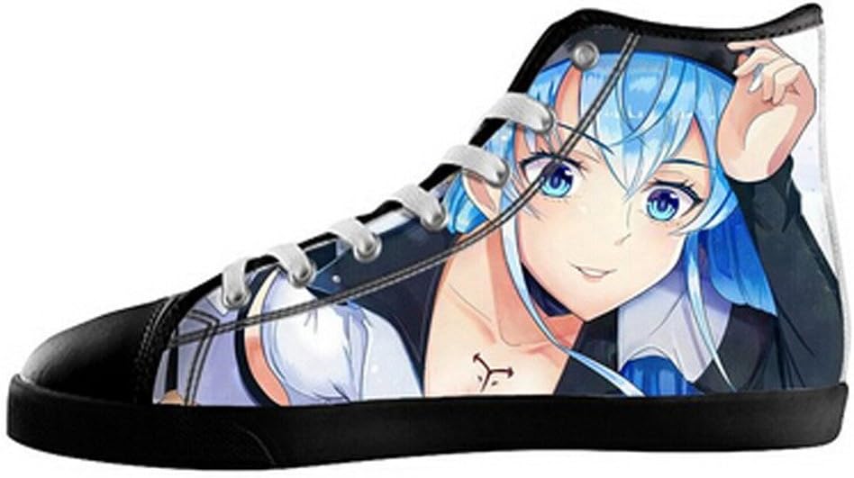 Custom Men Akame Ga KILL Esdeath Figure Canvas Shoes High Top Sneakers