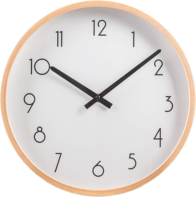 HZDHCLH Wall Clocks 12 Inch Silent Wood Clock for Living Room Bedroom