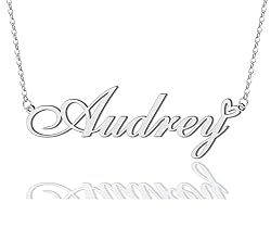 Audrey Heart Name Necklace Silver Stainless Steel