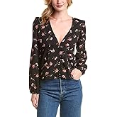 1.STATE Long Sleeve V Neck Button Front Top