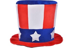 ALVOGIMOR Uncle Sam Patriotic Hat Plush Stovepipe Top Hat, American Flag Costume Accessories, 4th of July Hats for Men Women Child Party Favor (Blue B)