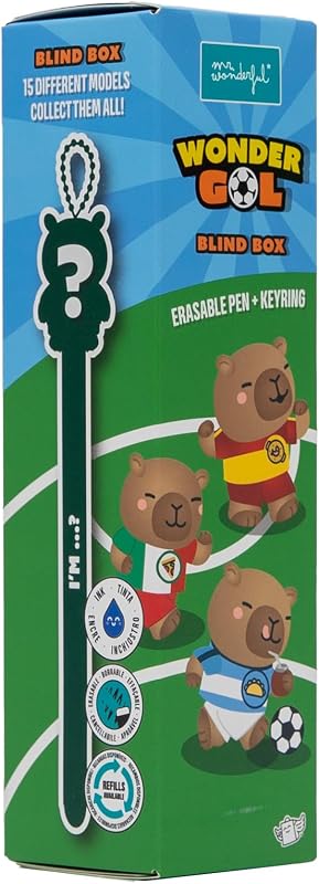 Wonder Gol Blind Box Penna Cancellabile Sorpresa con Portachiavi Capibara, Penne Collezionabili, Inchiostro Blu