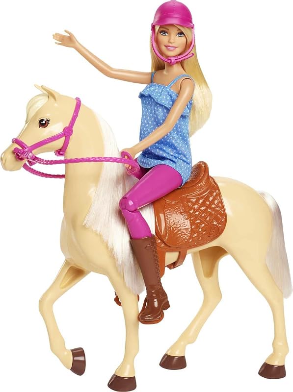 Boneca barbie com cavalo de brinquedo +3 anos (mattel fxh13)