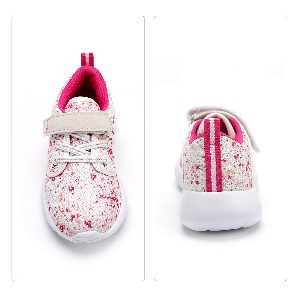 EIGHT KM Girls Toddler Kids EKM7025 Lightweight Breathable Splattered Pink Fabric Velcro Sneakers School Shoes Size 10.5 US 2019 Thanksgiving