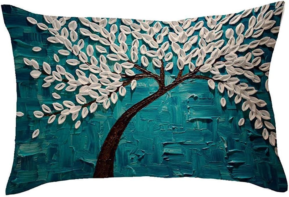 Suo Long Pillow Cases,Pillow Covers Rectangle Flower Tree Pillowcases Cushion Home Car Sofa New (F)