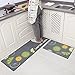 Carvapet 2 Pieces Non-Slip Kitchen Mat Set Rubber Backing Doormat Runner Rug Set, Lemon Design (Grey 15