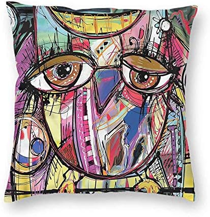 clayii Abstract Pattern Throw Pillow Owl Animal Goofy Eyes Homey Cozy 20x20 Inch