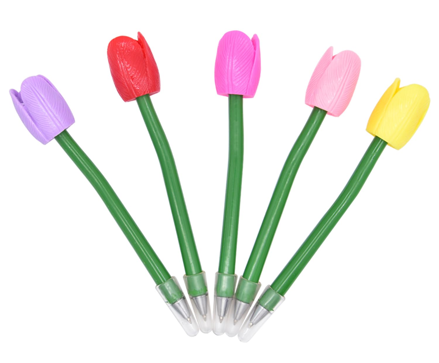 Ranvi 5PCS Colorful Tulip Flower-shaped Ballpoint Pen Black Gel Ink Desktop Decoration for Student and School Office Supplies（Cannot replace refills） — image 1