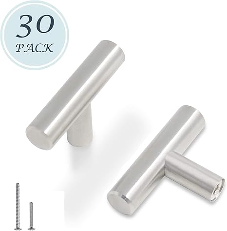 Tiradores de armario de acero inoxidable y níquel cepillado. Diseño en