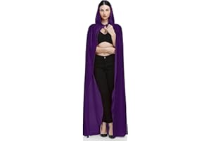 Ammiko Velvet Cape Unisex Cloak with Hood Halloween Costume Hooded Cloak Adult Vampire Witch Cape for Women Men
