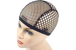YANTAISIYU 1 Piece Wig Cap Black Stretchable Crochet Wig Cap with 4 Hair Clips Mesh Braided Wig Cap for Making Wig