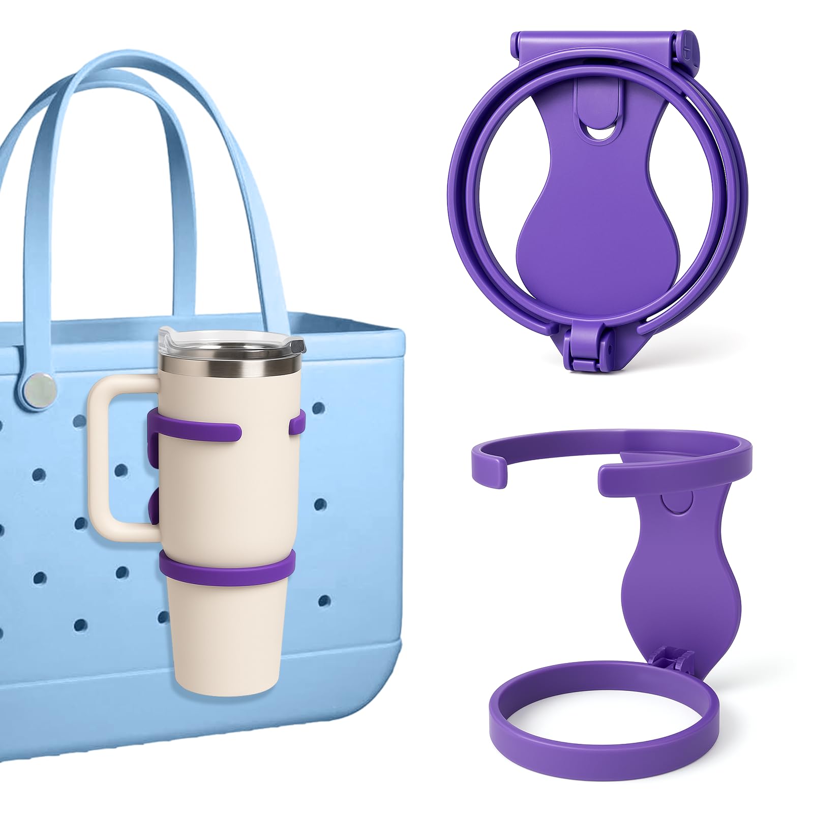 Photo 1 of AIERSA Foldable Cup Holder for Bogg Bag Compatible with Stanley 30 40oz, Water Bottle Drink Holder Attachment for Bogg Bag Accessories