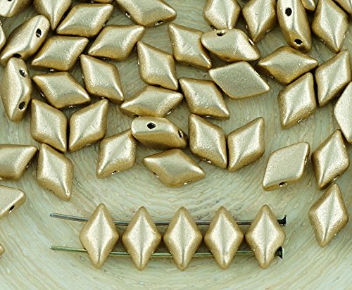 60pcs Matte Metallic Bronze Pale Gold Matubo GemDuo Rhombus Diamond Two 2 Hole Czech Glass Beads Gem Duo 8mm x 5mm