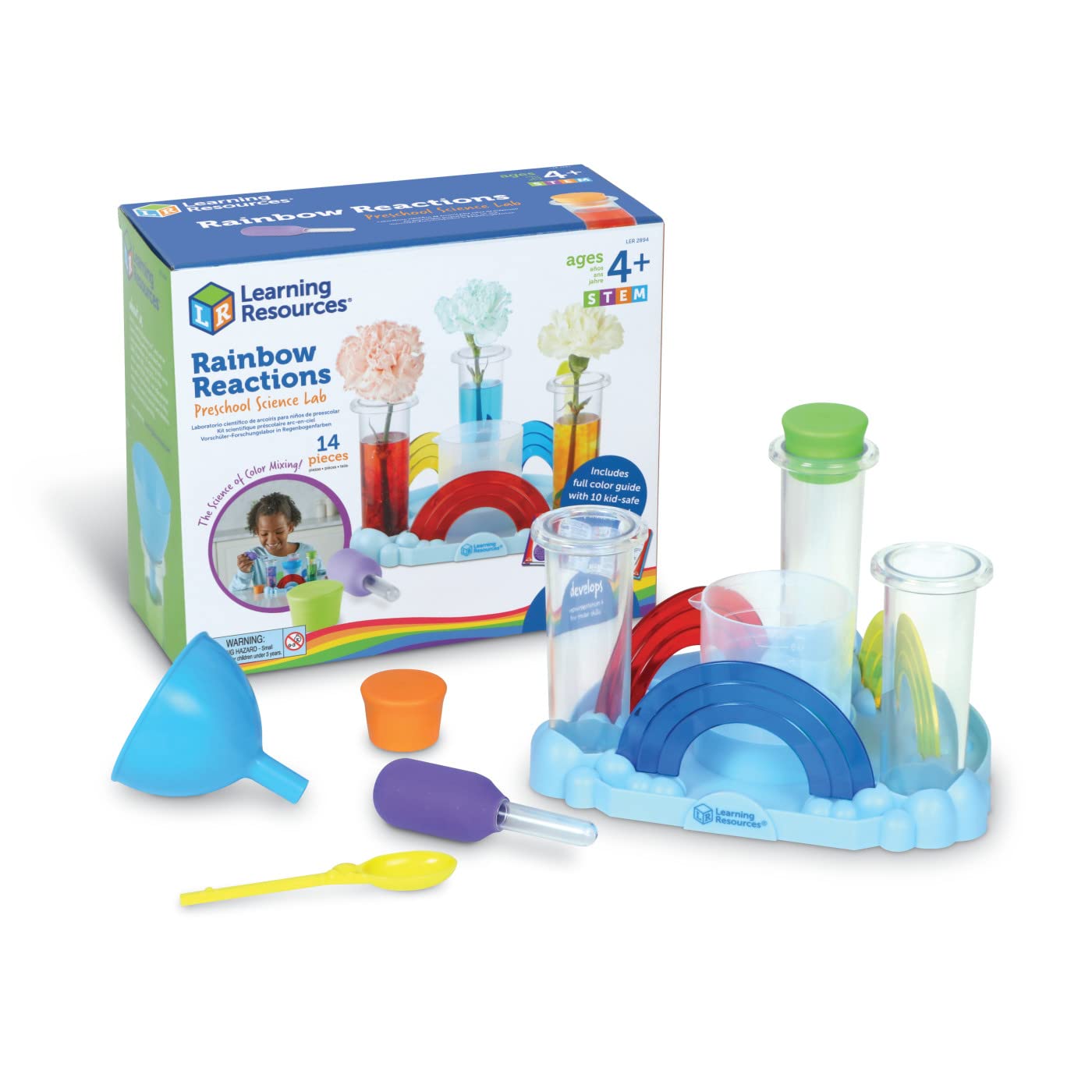Learning Resources Rainbow Reactions Preschool Science Lab Set, Ages 4+, Colour-Mixing Science Experiments for Kids, STEM Toys for Kids, 14 Pieces