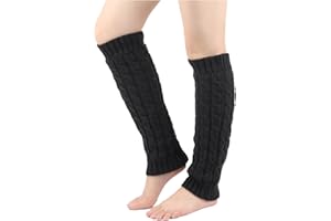 Fleece Lined Leg Warmers For Women Winter Footless Cable Knit Thick Boot Sock For Cold Weather Soft Warm Long Stocking