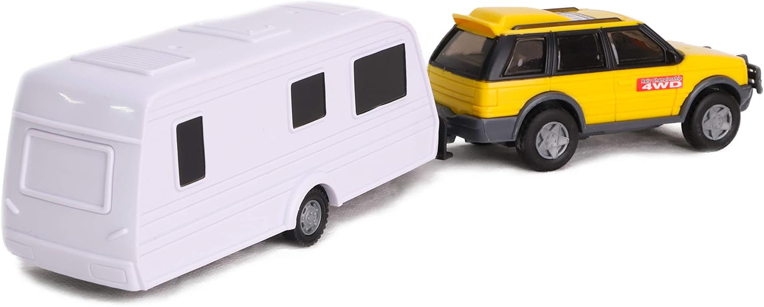 Toyland® Car & Caravan Set Pull Along - 1:32 Scale (Yellow), 35.5 Zentimeter - Image 5