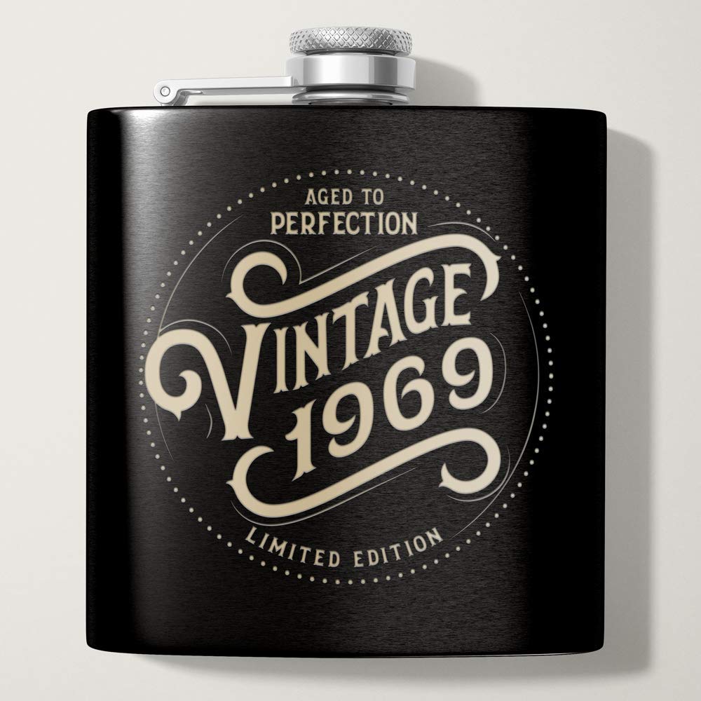 Buy 1969 50th Birthday Gifts For Men Black 6 Oz Stainless Hip Flask 50 Year Old Presents Dad Husband Brother Uncle Grandpa Boyfriend Friend Present Party Decorations Supplies