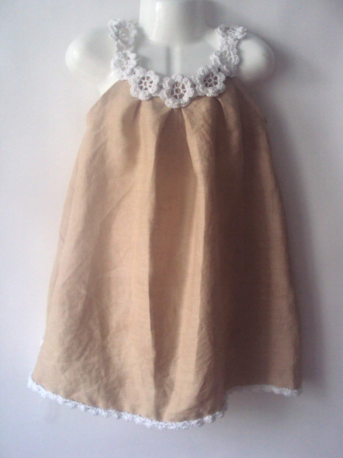 white linen flower girl dress