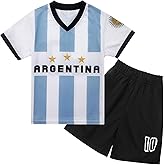 Xuomuen Argentina Boys Youth Kids Soccer Jersey&Shorts Baby Soccer Jersey Outfits Toddler Football Uniform