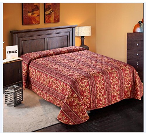 Everest Supply Quilted Bedspread - Oversized Hotel Quality, 96"x118" Full/XL, 21" Drop, Red Modern Print