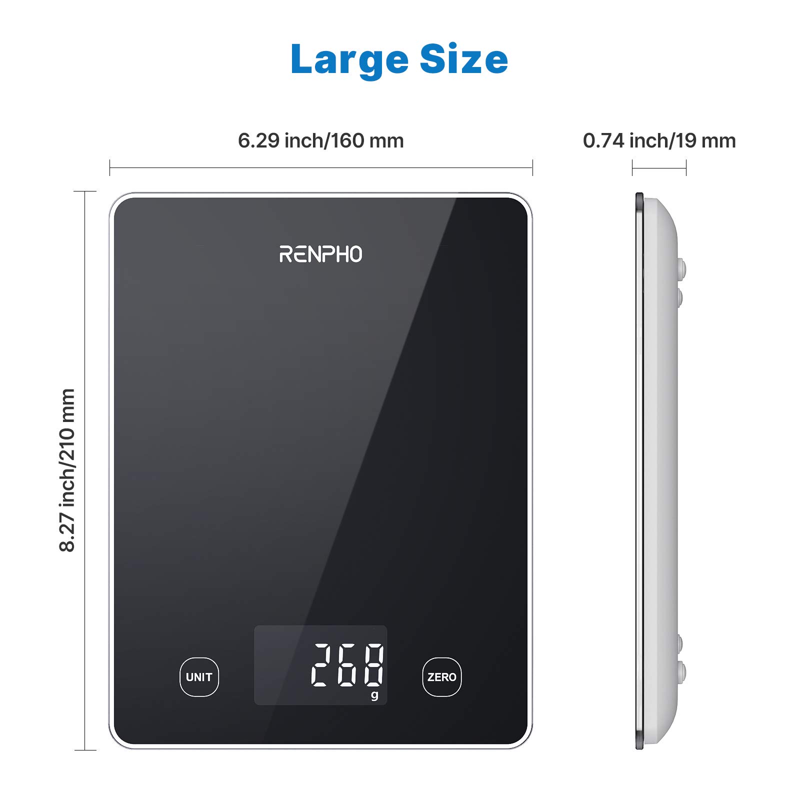 RENPHO Digital Kitchen Scale, Smart Food Weight Scale with Nutritional Calculator, Gram Scale for Weight Loss Cooking Baking Keto Macro Diet, Black Glass, 22lb/10kg