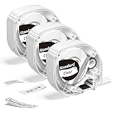 P12 Label Maker Clear Tape Replacement for Dymo LetraTag Label Maker Refills Plastic Transparent Label Tape 12mm x 4m (1/2" x 13'), Compatible for Phomemo P12 Labeler LT 200B LT-100H 100T Plus, 3-Pack