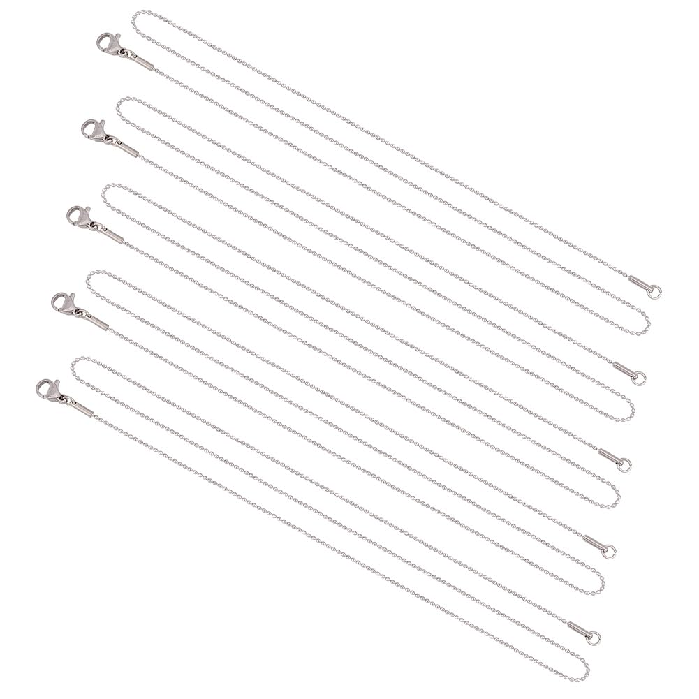 UNICRAFTALE 10strand 1mm Stainless Steel Ball Chain Necklaces with Lobster Claw Clasps for Men Women Jewelry 20.4"(52cm)