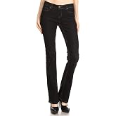 Wax Women's Juniors Mid Waist Boot Cut Straight Jeans