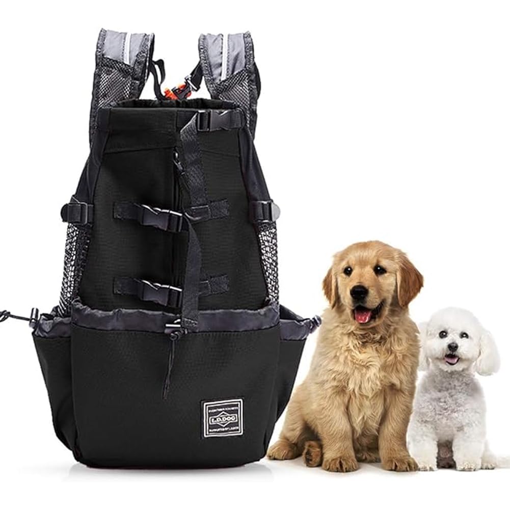 Woolala Light Weight Pet Carrier Backpack for Small and Medium Dogs, Veterinarian Approved Safe Bag for Travel- Easy Take Space Saving - Black L