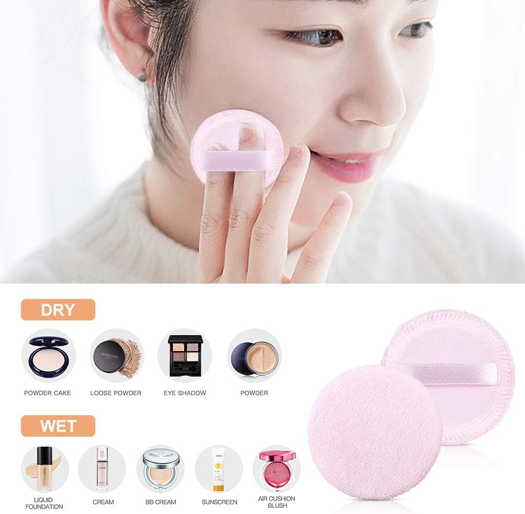 5x Makeup Powder Puff Applicator Cotton Round Powder Sponge Air Cushion Puff (pink), 5 count (Pack of 1) - Image 4