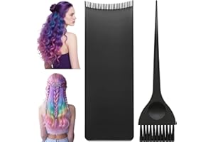 APHRORDITY 2 Pcs Highlighting Board Kit, Balayage Board Hair Coloring with Teeth, 12x4.2 Inch highlight board for hairstylist & 8x2.3 Inch Applicator Tool - Mess-Free, Scalp-Safe for Even Highlights (Black)