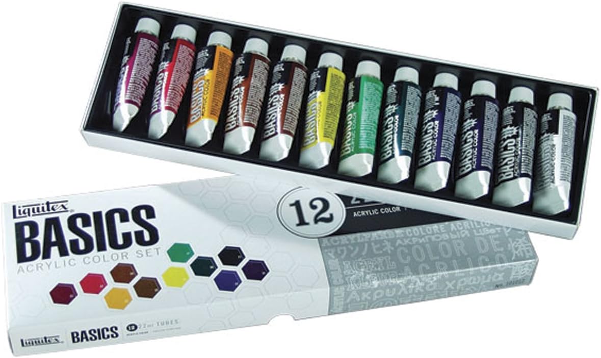 Liquitex Basics Acrylic Paint 22ml 12/Pkg-Assorted Colors by Reeves