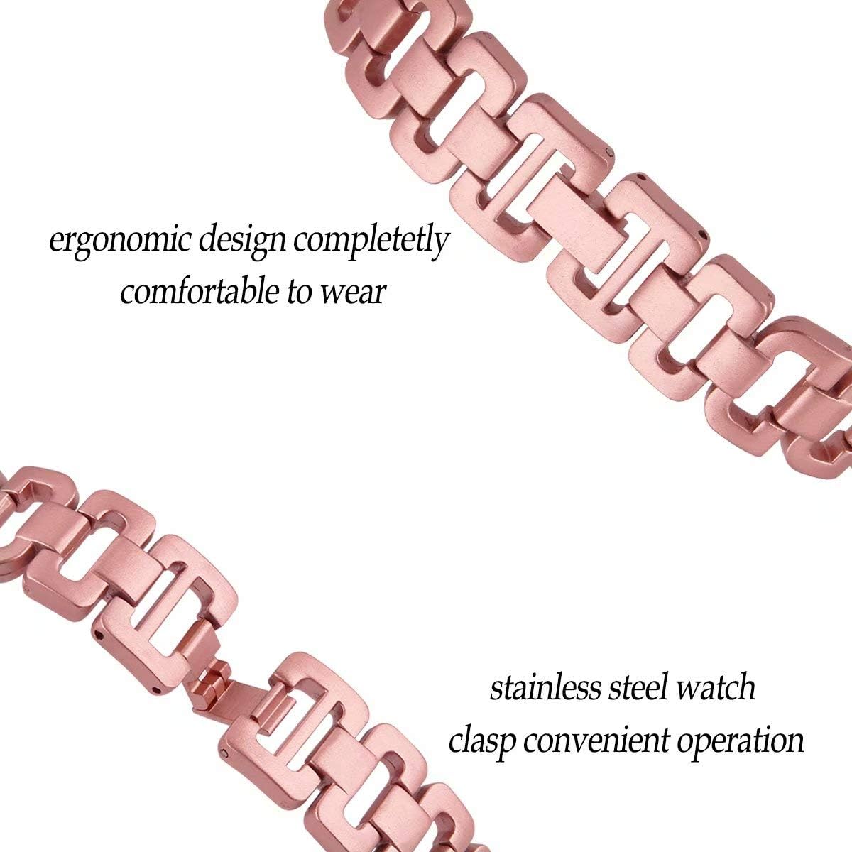 T-BLUER Compatible With Samsung Galaxy Watch Active 40mm/Galaxy Watch 42mm Strap for Women Bling Jewelry Bracelet Adjustable Stainless Steel Metal Bands Bangle Straps Rose Gold Silver Black - Image 3