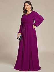 Ever-Pretty Women's Round Neck Long Sleeves Pleated