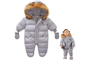 XIFAMNIY Baby Winter Snowsuit Coat Romper Outwear Hooded Footie Toddler…
