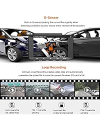 HP Dual Lens Dash Cam para salpicadero de coche Full HD 1080p Canal delantero y trasero DVR Camera Recorder, 3.0," Sensor de Sony, visión nocturna, WDR, grabación de bucle, modo de estacionar