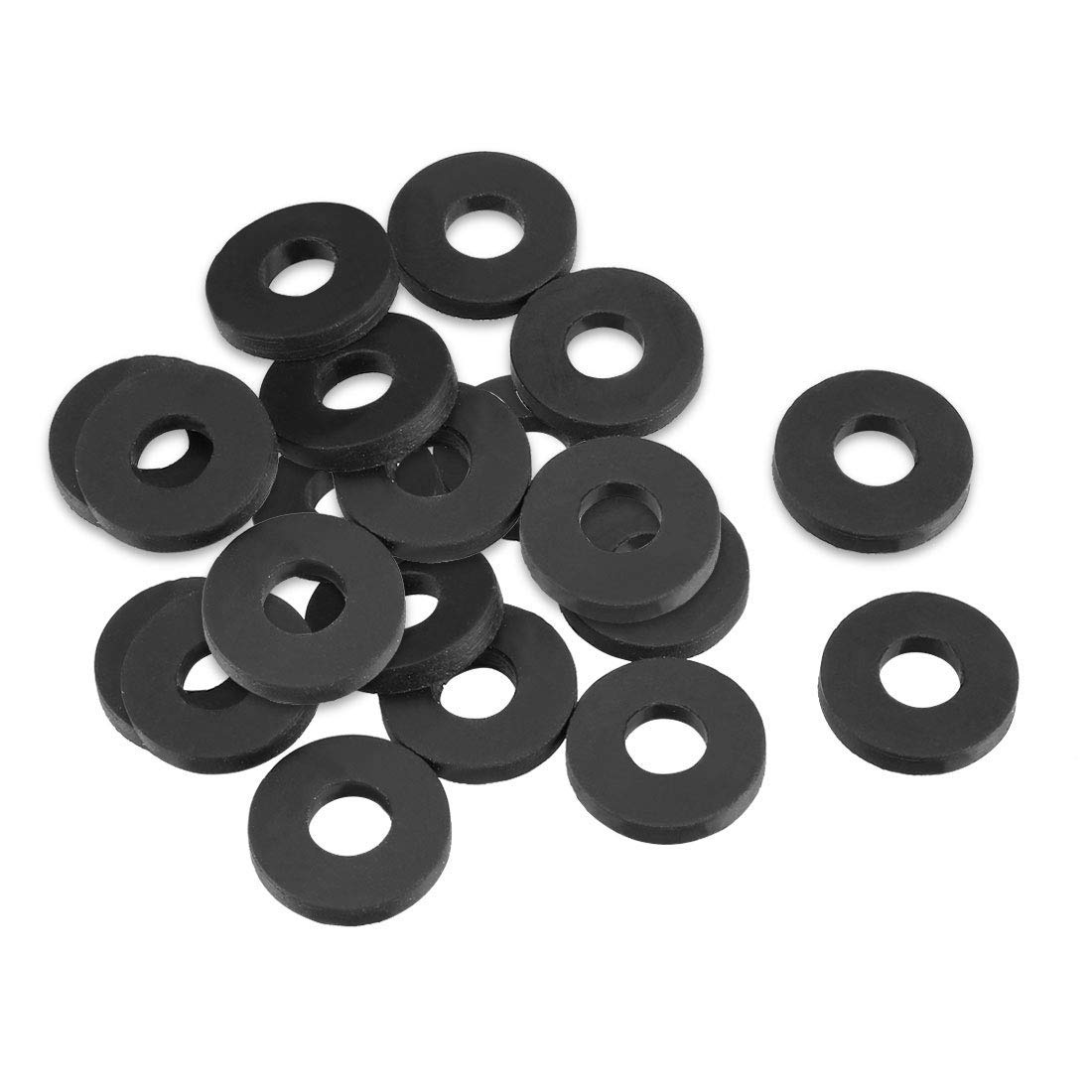TOP-VIGOR 20Pcs Rubber Flat Washers, 12mm OD 5mm ID 2mm Thickness Heavy Duty Black Rubber Grommet Vibration Damping Pads Sealing Gasket Washers for Faucet Pipe Water Hose Fastener Bolt