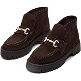 SOVANYOU Women's Platform Ankle Boots Round Toe Chunky Heel Booties Slip On Comfortable Short Boots for Fall Winter