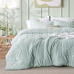 Bedsure Boho Tufted Comforter Set Twin - Sage Green