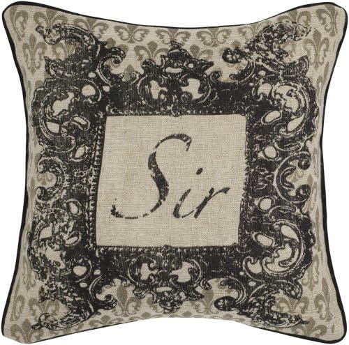 Rizzy Home T-4318 18-Inch By 18-Inch Decorative Pillows, Beige/Black