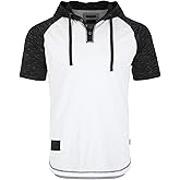 ZIMEGO Men’s Color Block Short Sleeve Casual Fashion Hip Hop Hooded Henley Shirt