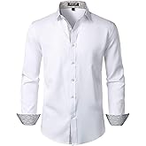 JEMITOP Men's Stretch Multi-Use Long Sleeve Dress Shirts Party Prom Wedding Shirts with Slight Sheen